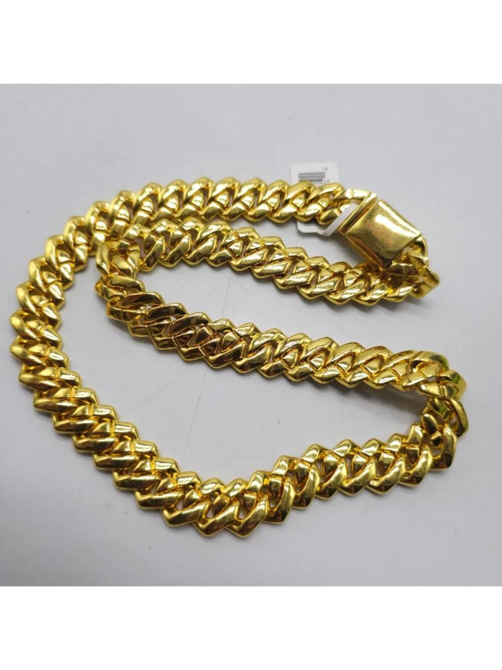 Invicta Mens Gold Tone Cuban Link Necklace Iced Out Crystal Detailing 20